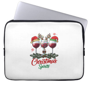 Christmas Spirits Wine Glasses Reindeer Antlers Pi Laptop Sleeve