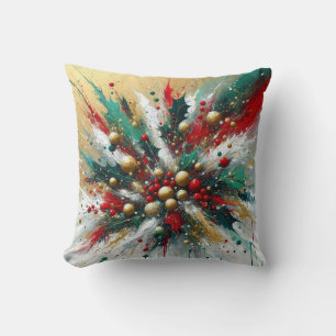 Christmas Splatter / Silver and Gold Cushion