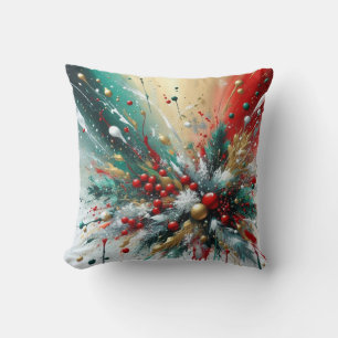 Christmas Splatter / Snowflakes Cushion