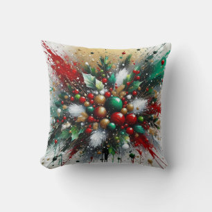 Christmas Splatter / White Bursts Cushion