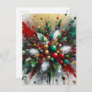 Christmas Splatter / White Bursts Holiday Postcard