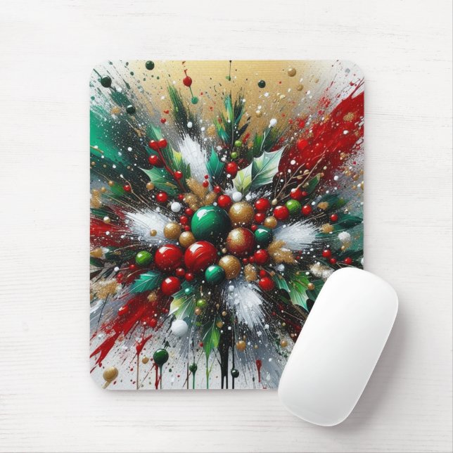 Christmas Splatter / White Bursts  Mouse Pad (With Mouse)