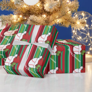 Christmas Sport Baseball Stripes Wrapping Paper