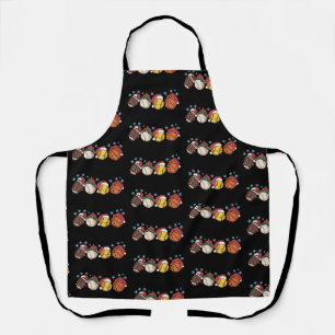 Christmas Sports Balls Lights Santa Family Sport Apron