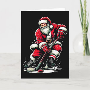 Christmas Sports Santa Plays Ice Hockey Card