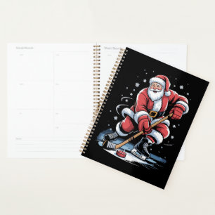 Christmas Sports Santa Plays Ice Hockey Xmas Planner