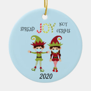 Christmas Spread Joy not Germs Elf 2020 Ceramic Ornament