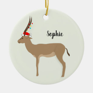 Christmas Springbok Ceramic Ornament