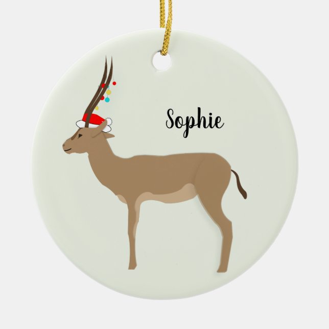 Christmas Springbok Ceramic Ornament (Front)