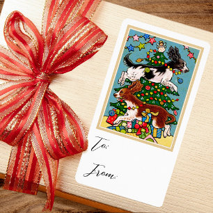 Christmas Springer Spaniel Dog Gift Sticker Label