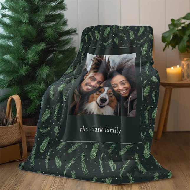 Christmas Spruce Pattern Photo Gallery Custom Fleece Blanket (Creator Uploaded)