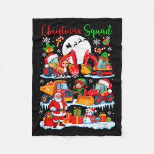Christmas Squad Construction Trucks Excavators San Fleece Blanket