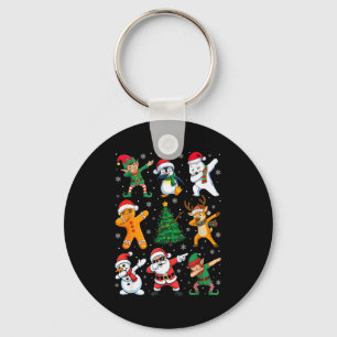 Christmas Squad Dabbing Santa Elf Family Matching  Key Ring