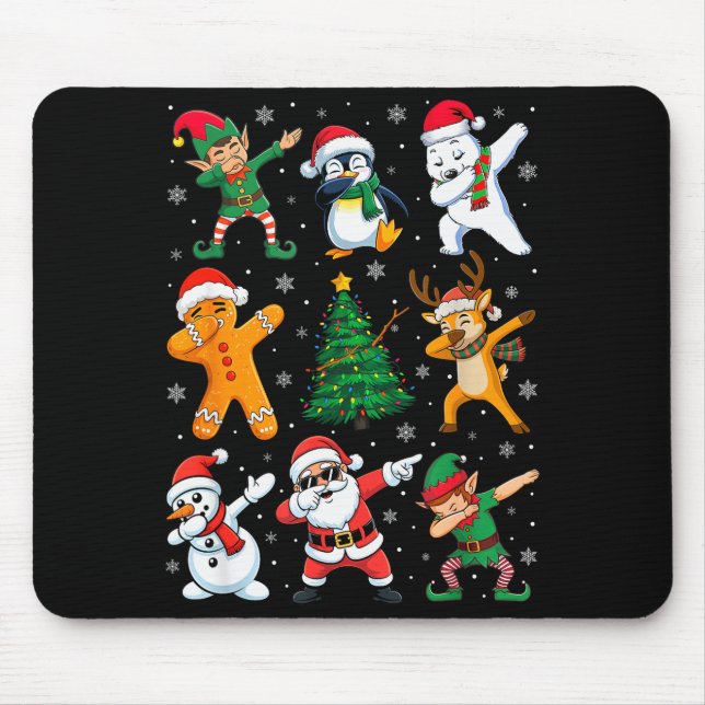 Christmas Squad Dabbing Santa Elf Family Matching  Mouse Pad (Front)
