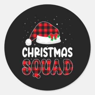 Christmas Squad Family Group Matching Red Plaid Sa Classic Round Sticker