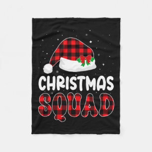 Christmas Squad Family Group Matching Red Plaid Sa Fleece Blanket