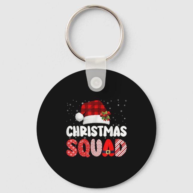 Christmas Squad Family Group Matching Red Plaid Sa Key Ring (Front)
