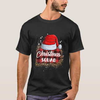 Christmas Squad Family Santa Hat Leopard Buffalo  T-Shirt