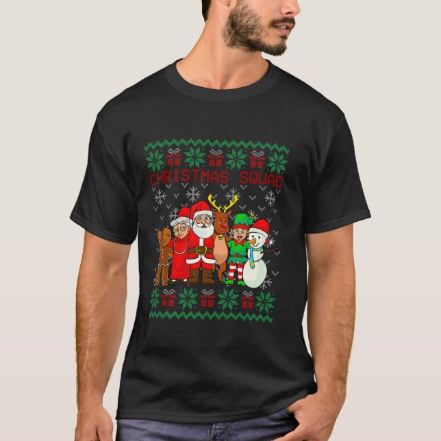 Christmas Squad Funny Santa Family Ugly Xmas Pajam T-Shirt (Front)