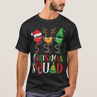 Christmas Squad Funny Wine Lovers Santa Hat Reinde T-Shirt