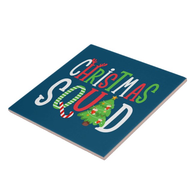 Christmas Squad Funny Xmas Tree Family Matching Ceramic Tile (Side)