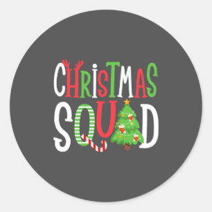 Christmas Squad Funny Xmas Tree Family Matching Classic Round Sticker