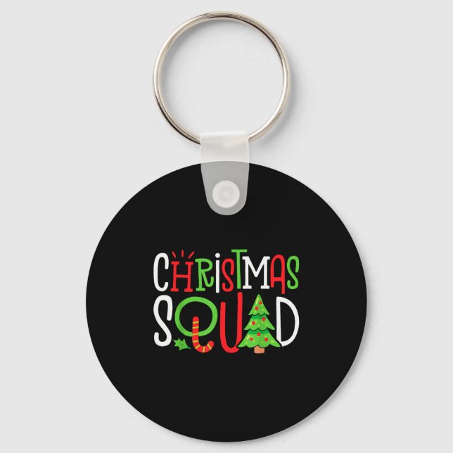 Christmas Squad Funny Xmas Tree Family Matching Pa Key Ring (Front)
