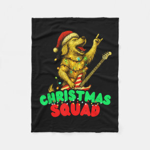 Christmas Squad Golden Retriever Dog Playing Guita Fleece Blanket
