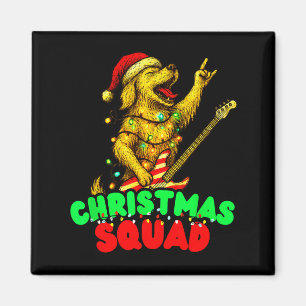 Christmas Squad Golden Retriever Dog Playing Guita Magnet