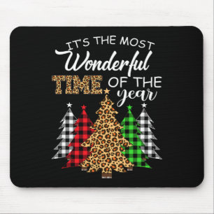 Christmas Squad Leopard Plaid Xmas Tree Family Mat Mouse Pad