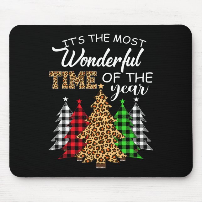 Christmas Squad Leopard Plaid Xmas Tree Family Mat Mouse Pad (Front)