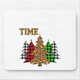 Christmas Squad Leopard Plaid Xmas Tree Family Mat Mouse Pad