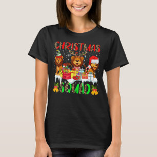 Christmas Squad Leopard Three Santa Reindeer Elf L T-Shirt