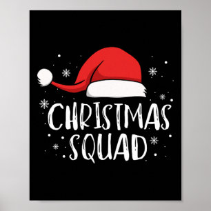 Christmas Squad Light Red Santa Hat Family Matchin Poster