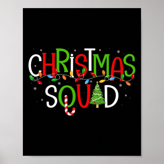 Christmas Squad Matching Family Group Santa Elf Sq Poster (Front)