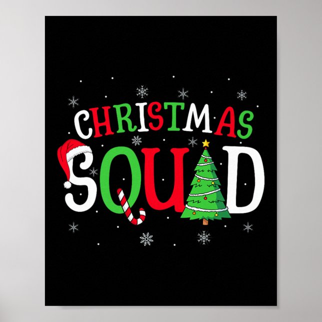 Christmas Squad Matching Family Group Santa Elf Sq Poster (Front)