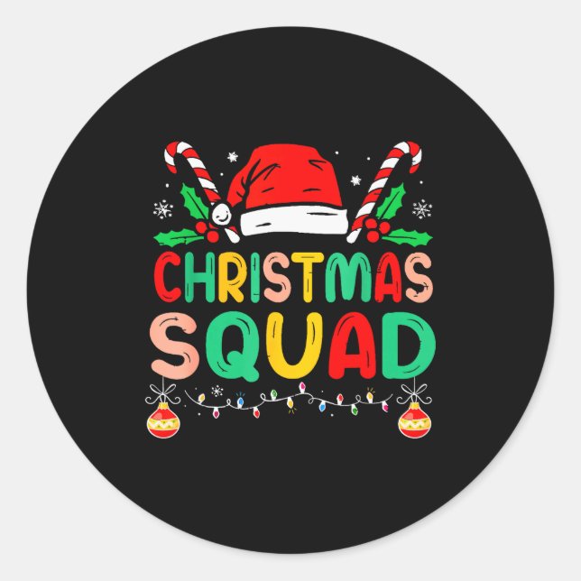 Christmas Squad Matching Family Holiday Pajama  Classic Round Sticker (Front)