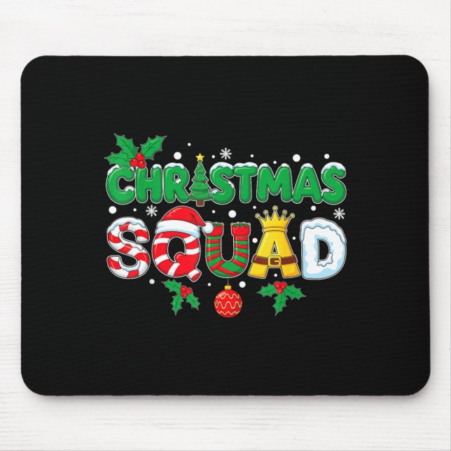Christmas Squad Merry Xmas Family Holiday Snow Elf Mouse Pad (Front)