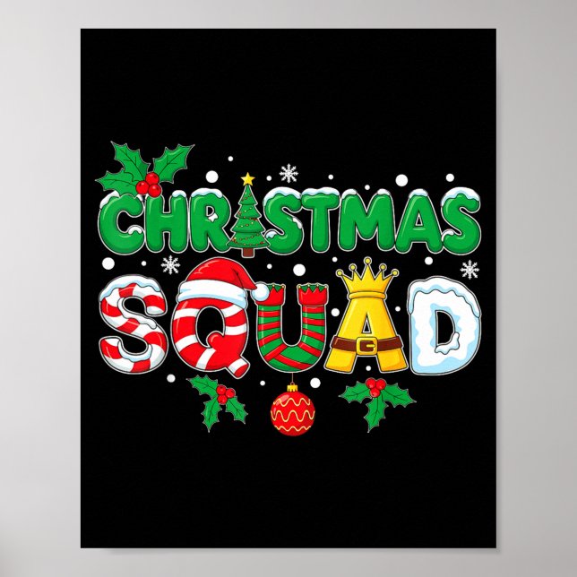 Christmas Squad Merry Xmas Family Holiday Snow Elf Poster (Front)