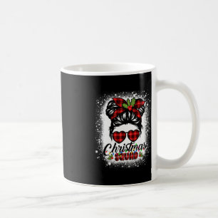 Christmas Squad Messy Bun Buffalo Plaid Leopard Wo Coffee Mug