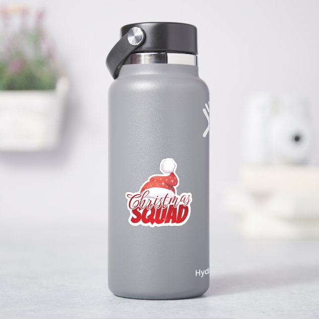 Christmas Squad Red Santa Hat Sticker (HydroFlask)