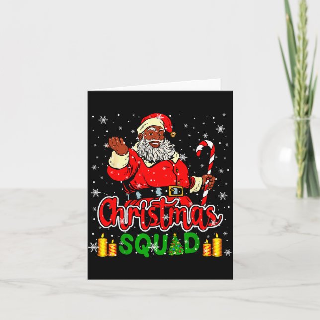Christmas Squad Santa Afro Man Proud Black African Card (Front)