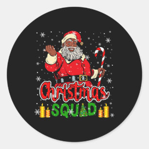 Christmas Squad Santa Afro Man Proud Black African Classic Round Sticker