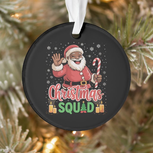Christmas Squad Santa Afro Man Proud Black African Ornament (Tree)