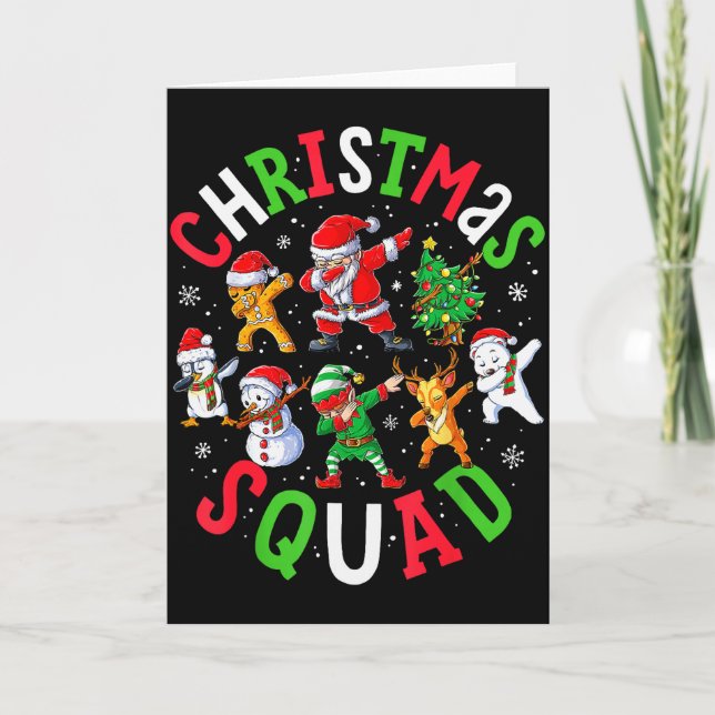 Christmas Squad Santa Dabbing Elf Family Matching  Card (Front)