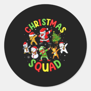 Christmas Squad Santa Dabbing Elf Family Matching Classic Round Sticker
