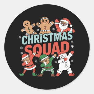Christmas Squad Santa Dabbing Elf Family Matching Classic Round Sticker