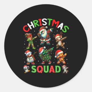 Christmas Squad Santa Dabbing Elf Family Matching Classic Round Sticker