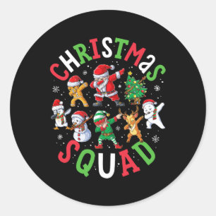 Christmas Squad Santa Dabbing Elf Family Matching Classic Round Sticker