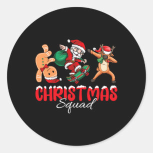 Christmas Squad Santa Dabbing Elf Family Matching Classic Round Sticker